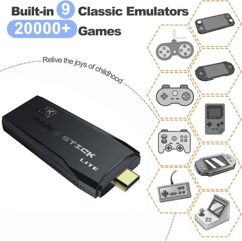 M8 Game Stick 4K UHD Retro Game,Video Game Stick Lite 4K Video Game M8 Console 64GB 2.4G Double Wireless Controller for 20000 Retro Games Kid Xmas Gift
