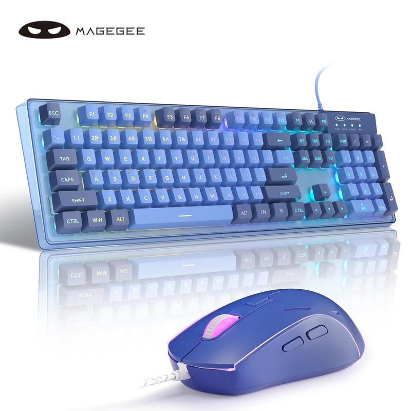 Magegee K1 Gaming Keyboard & Mouse Combination, LED Rainbow Backlight Keyboard with 104 Keys, Suitable for Computers/Gaming Pc/Laptops