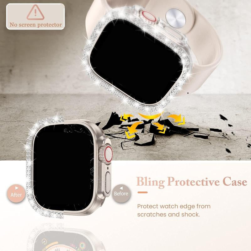 Rhinestone Decor Watch Case, 4 Counts/Set Smart Watch Protective Cover, Fashion Watch Accessories Compatible with Iwatch Series 6 5 4 SE 40Mm 41Mm 44Mm 45Mm 49Mm