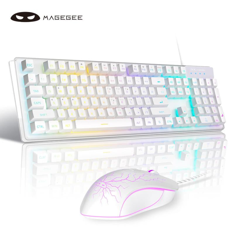 Magegee K1 Gaming Keyboard & Mouse Combination, LED Rainbow Backlight Keyboard with 104 Keys, Suitable for Computers/Gaming Pc/Laptops