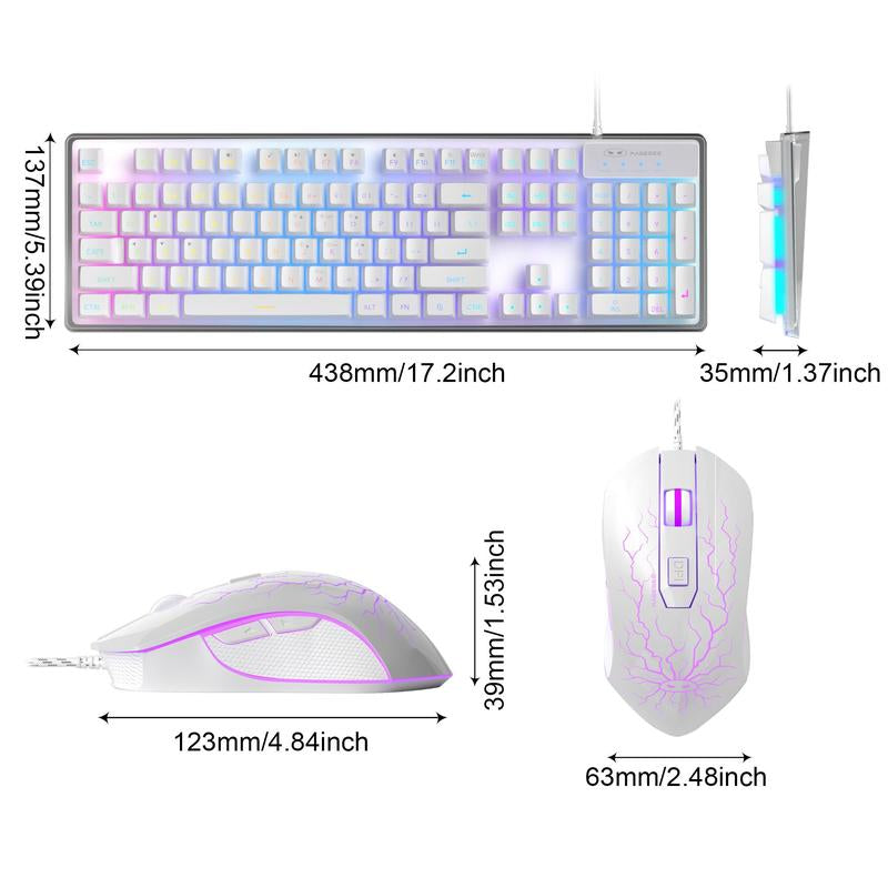 Magegee K1 Gaming Keyboard & Mouse Combination, LED Rainbow Backlight Keyboard with 104 Keys, Suitable for Computers/Gaming Pc/Laptops