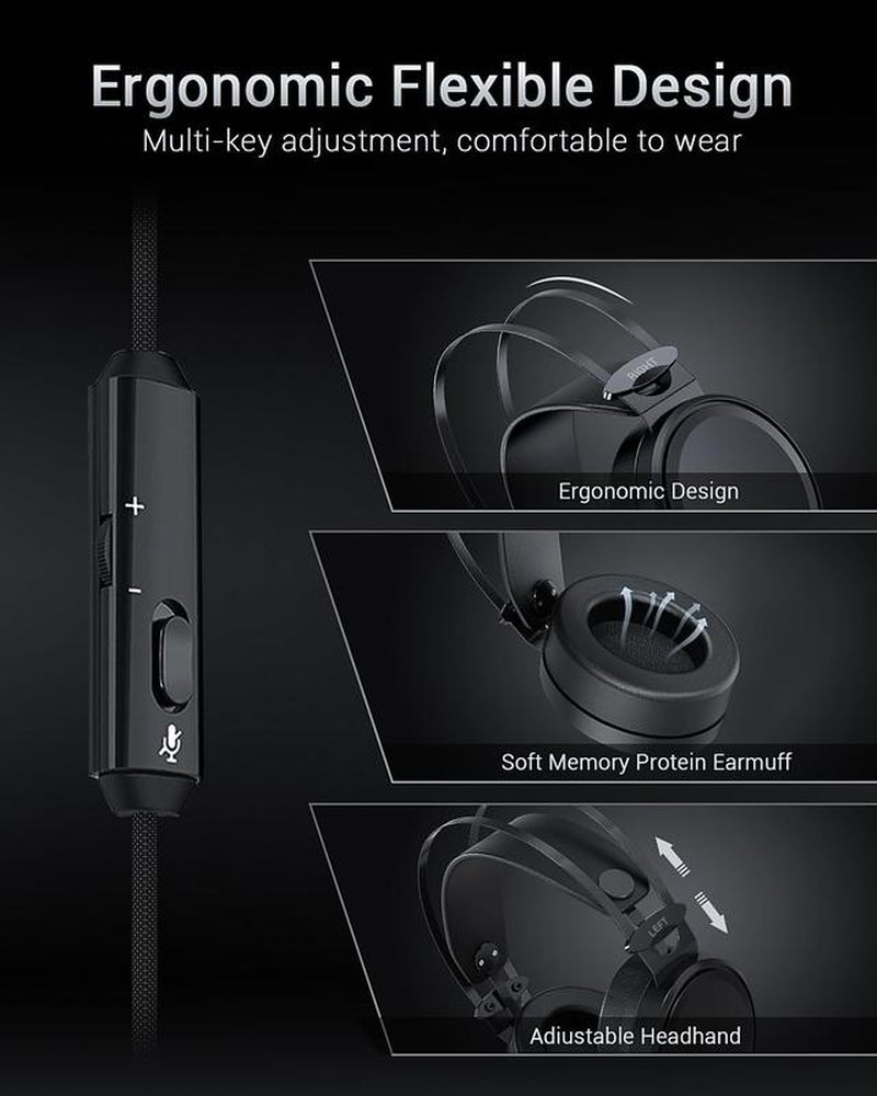 NUBWO N7 Stereo Gaming Headsets with Noise Canceling Mic for Xbox, PS5, PS4, PC, Adaptive Headband, Easy Control