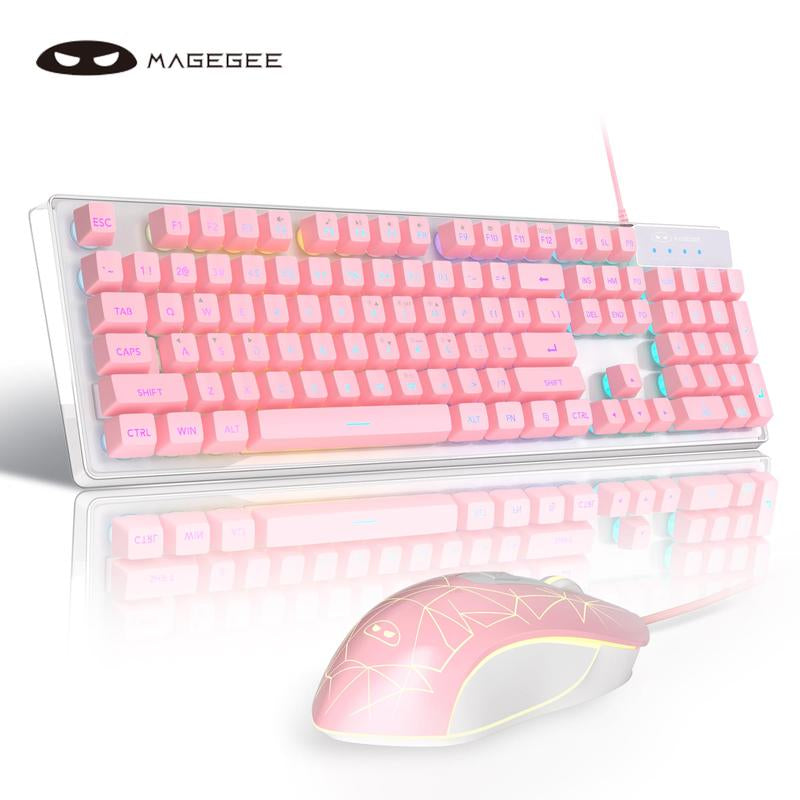 Magegee K1 Gaming Keyboard & Mouse Combination, LED Rainbow Backlight Keyboard with 104 Keys, Suitable for Computers/Gaming Pc/Laptops