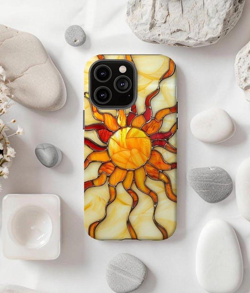 Sunshine Phone Case, Celestial Stained Glass Phone Case, Stars Phone Case, Stained Glass Effect Case, Iphone, Samsung Accessories Protection