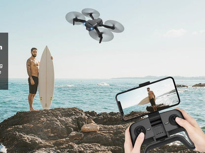 Remote Control Drone -Drone with Camera - 1080P HD FPV Foldable Drone with Carrying Case 90° Adjustable Lens One Key Take Off/Land Altitude Hold 360° Flipbeginner Accessories Foldable Remote Control Quadcopter with Voice Control, Gestures Selfie