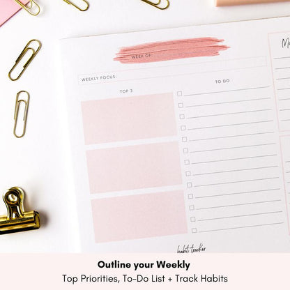 Lamare Weekly Planner Notepad – Tear-Off Planner Desk Pad for Easy Organization