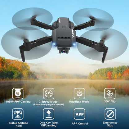 Remote Control Drone -Drone with Camera - 1080P HD FPV Foldable Drone with Carrying Case 90° Adjustable Lens One Key Take Off/Land Altitude Hold 360° Flipbeginner Accessories Foldable Remote Control Quadcopter with Voice Control, Gestures Selfie