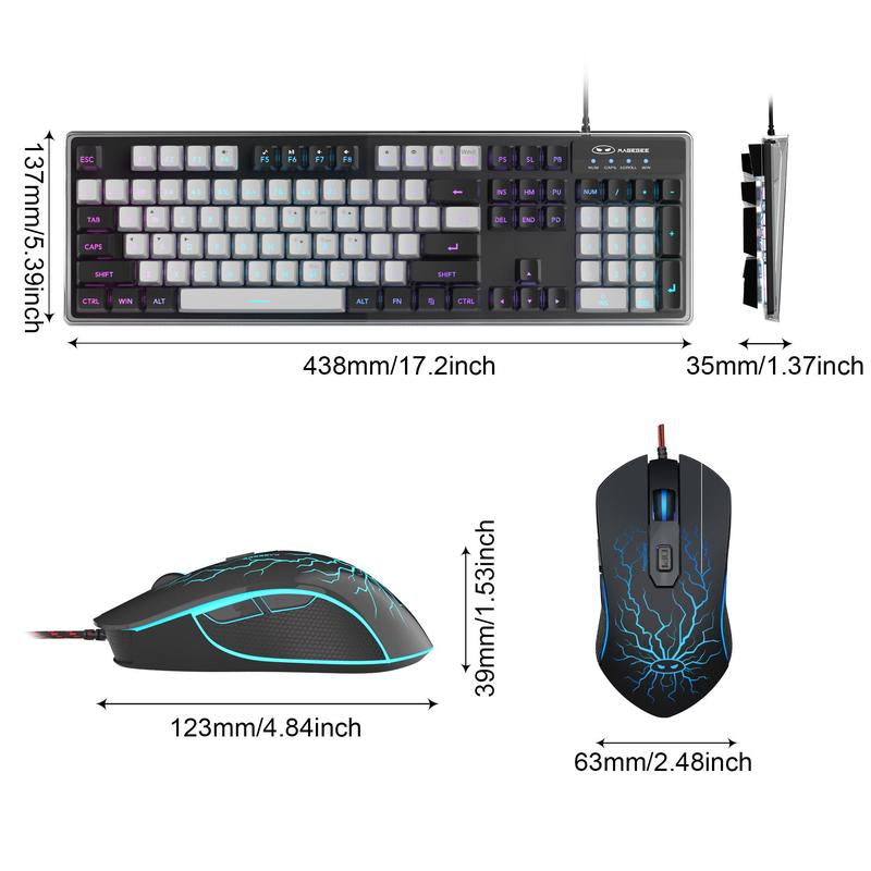 Magegee K1 Gaming Keyboard & Mouse Combination, LED Rainbow Backlight Keyboard with 104 Keys, Suitable for Computers/Gaming Pc/Laptops