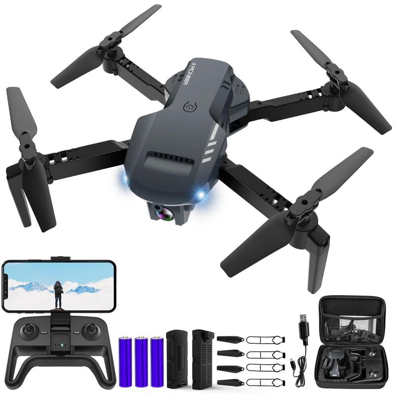 Remote Control Drone -Drone with Camera - 1080P HD FPV Foldable Drone with Carrying Case 90° Adjustable Lens One Key Take Off/Land Altitude Hold 360° Flipbeginner Accessories Foldable Remote Control Quadcopter with Voice Control, Gestures Selfie