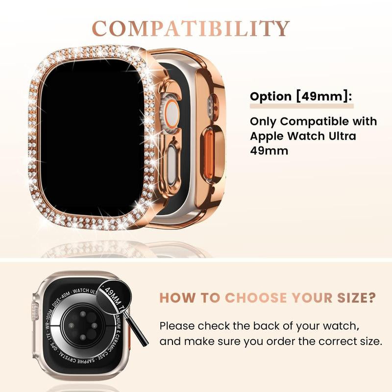 Rhinestone Decor Watch Case, 4 Counts/Set Smart Watch Protective Cover, Fashion Watch Accessories Compatible with Iwatch Series 6 5 4 SE 40Mm 41Mm 44Mm 45Mm 49Mm